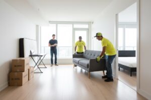 Full-service Vancouver moving team packing, organizing, and preparing items for a complete move.