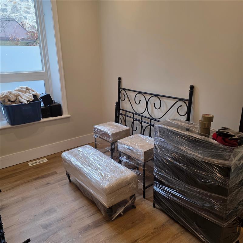 Moving truck unloading at a new home in Humewood, Toronto.