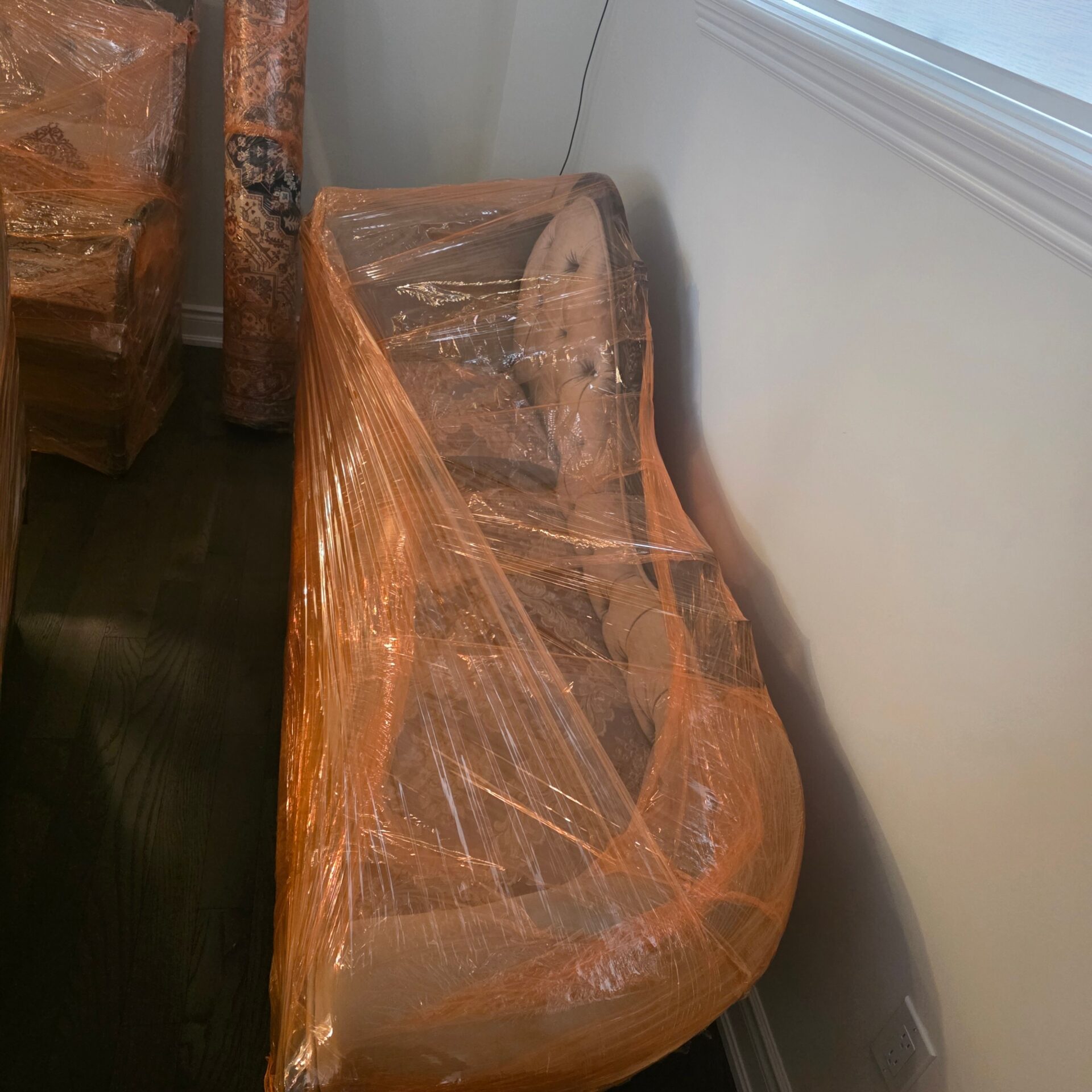 Crystal cups packed in divider crates for the move to Whalley.