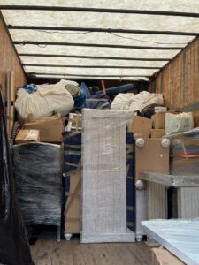 Moving company truck loaded carefully by experienced Montreal movers.