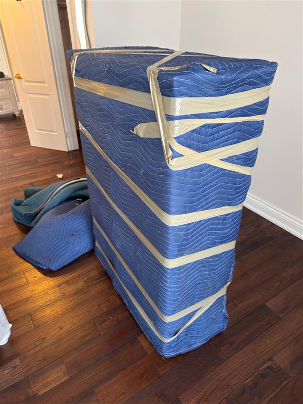 Experienced Montreal movers unloading items in a downtown condo.