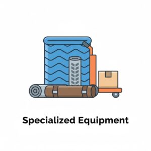 specialized gear like banister padding, floor runners, and thick moving blankets to navigate diverse housing types