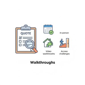 Video or in-person walkthroughs to assess furniture volume and access challenges like steep stairs or narrow hallways.
