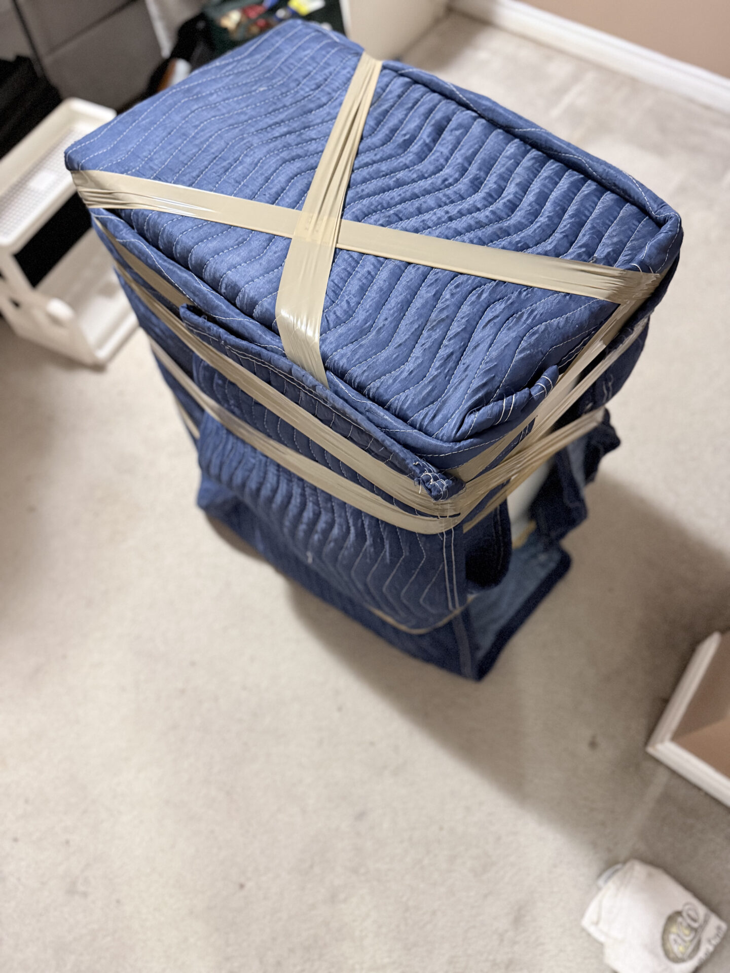 Fragile items staged efficiently for transport during a Edmonton move.