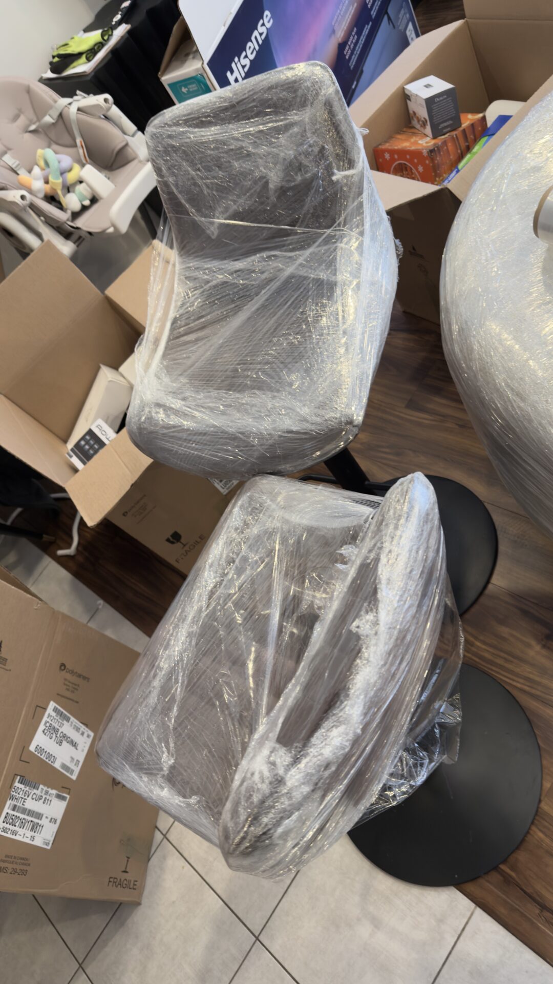 Priority cartons staged efficiently for transport during a Whitby move.