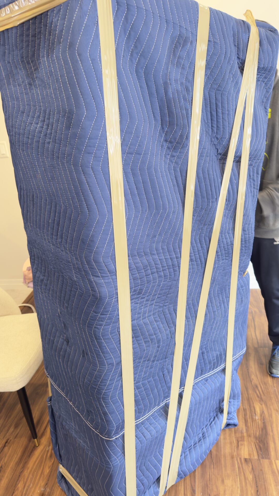 Priority cartons staged efficiently for transport during a Hamilton move.