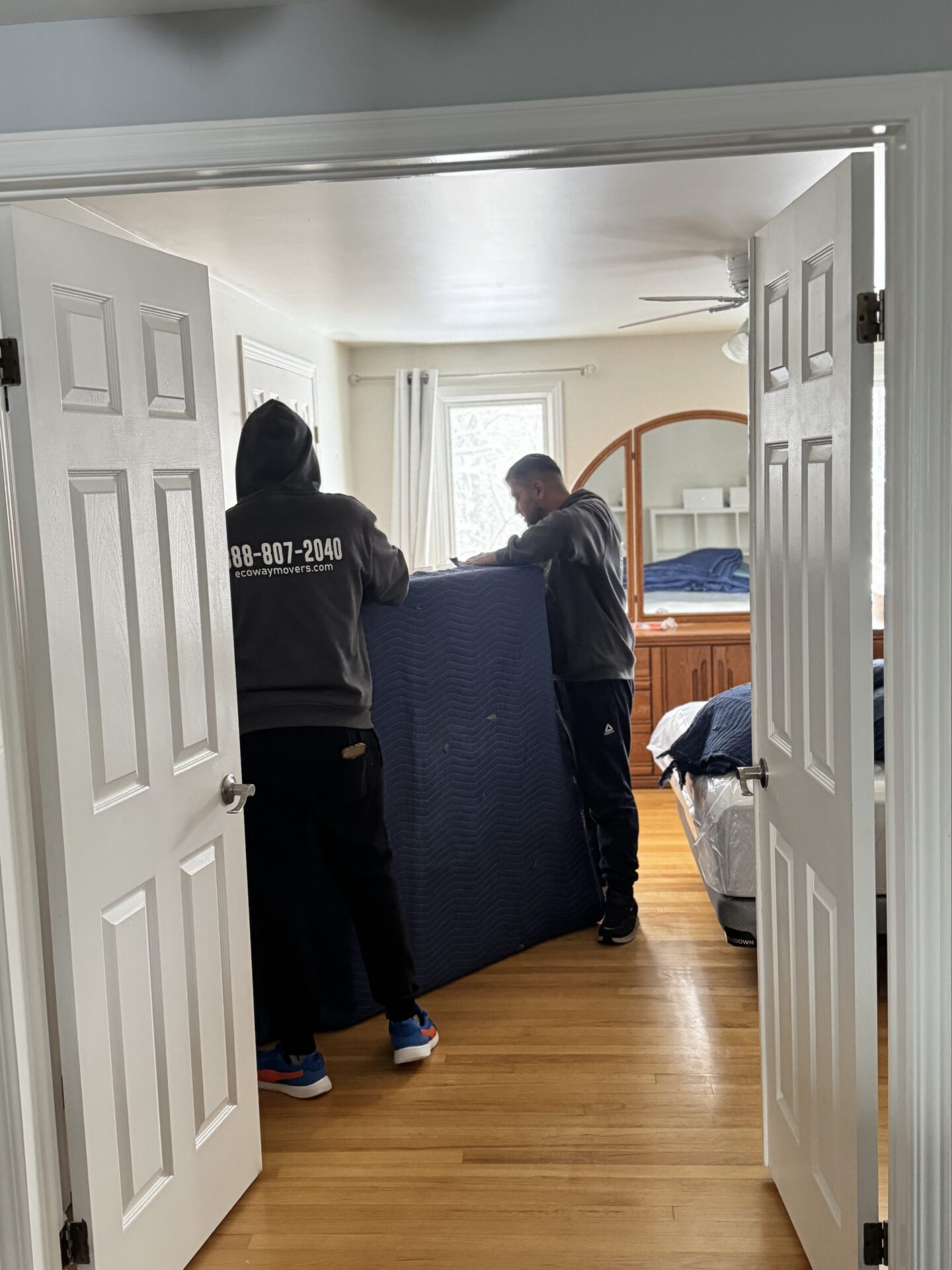 Priority cartons staged efficiently for transport during a Winnipeg move.