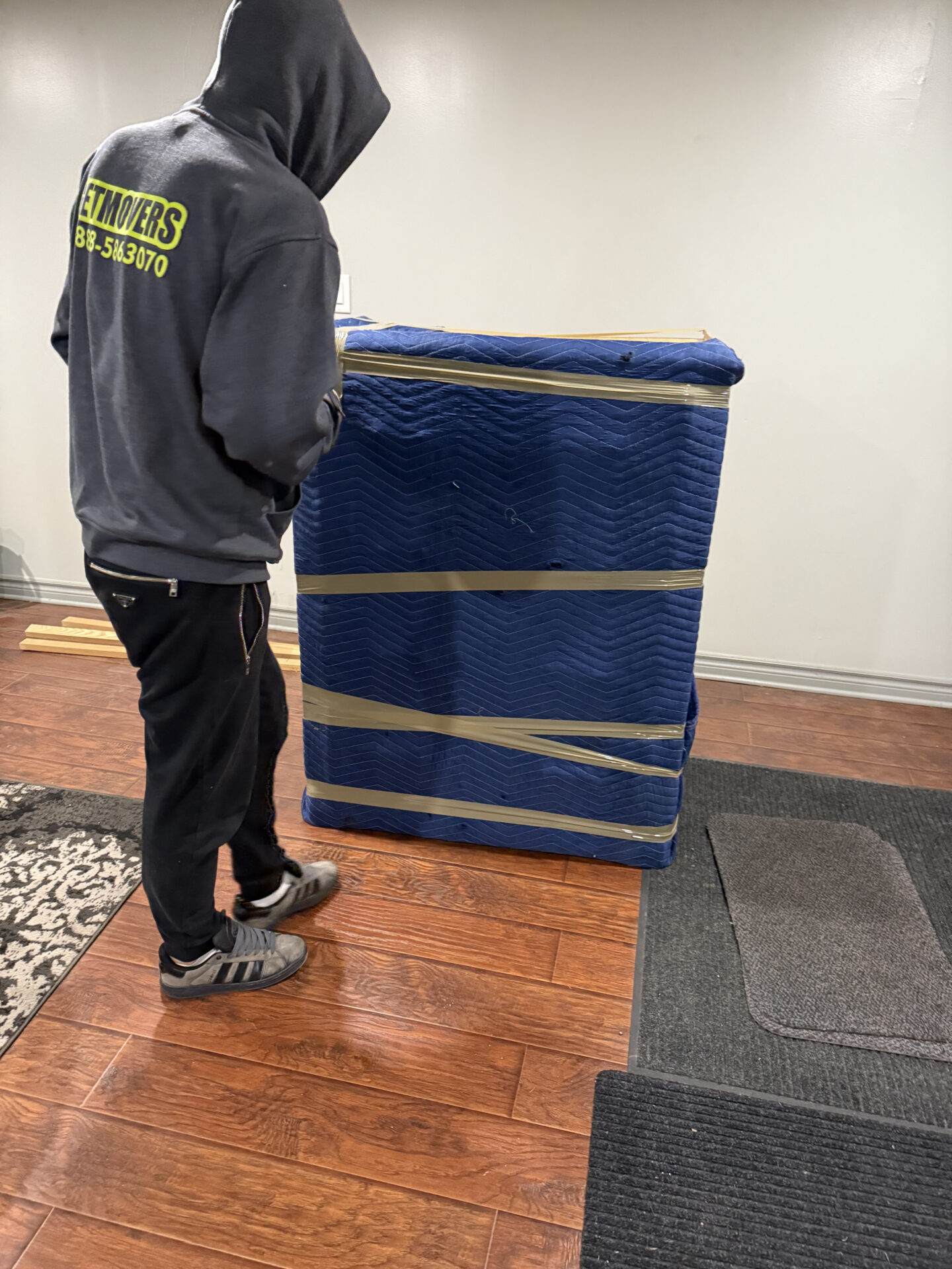Divider crates used for packing fragile dessert bowls in Erin Mills home.