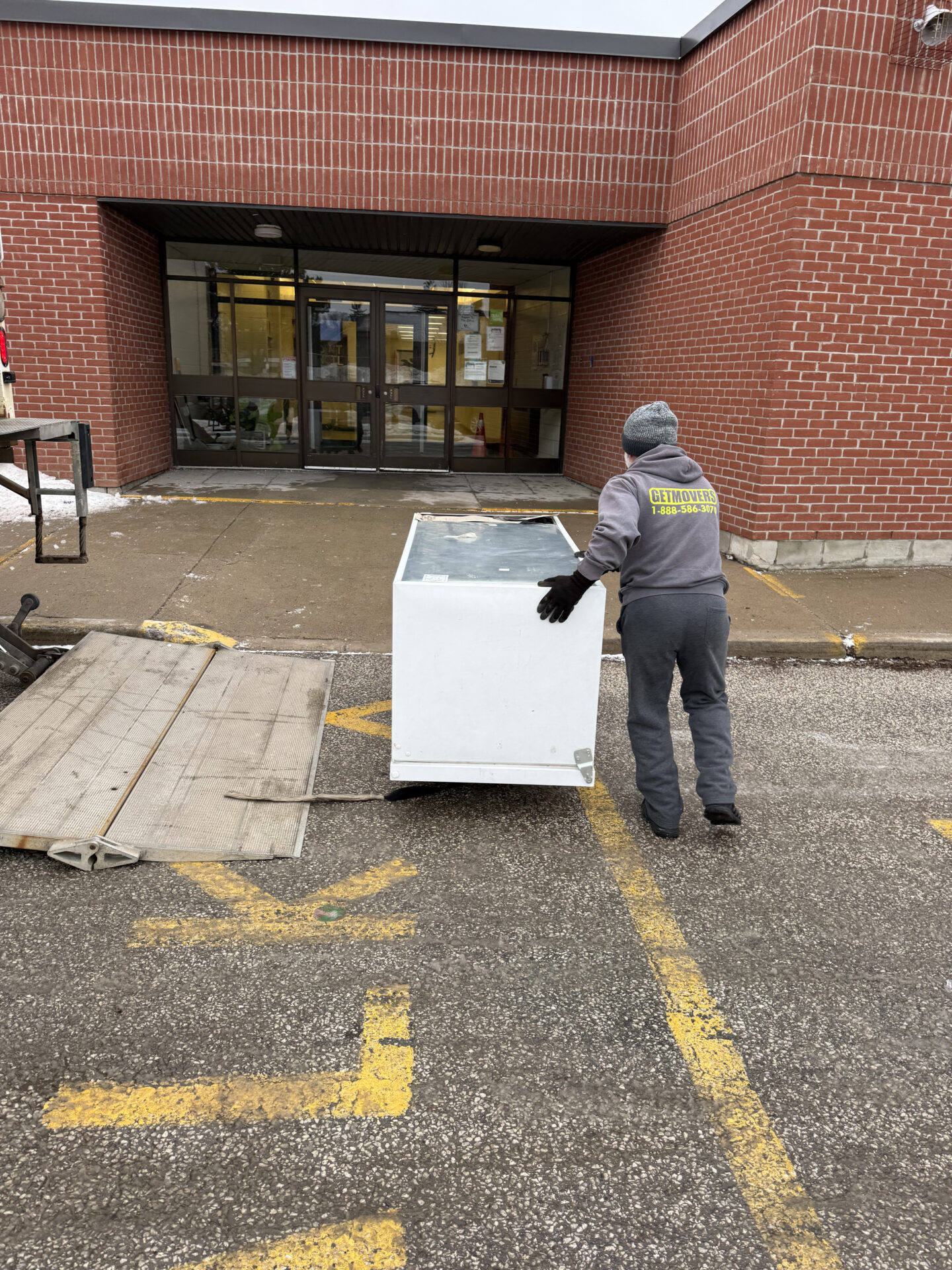Priority cartons staged efficiently for transport during an Aurora move.