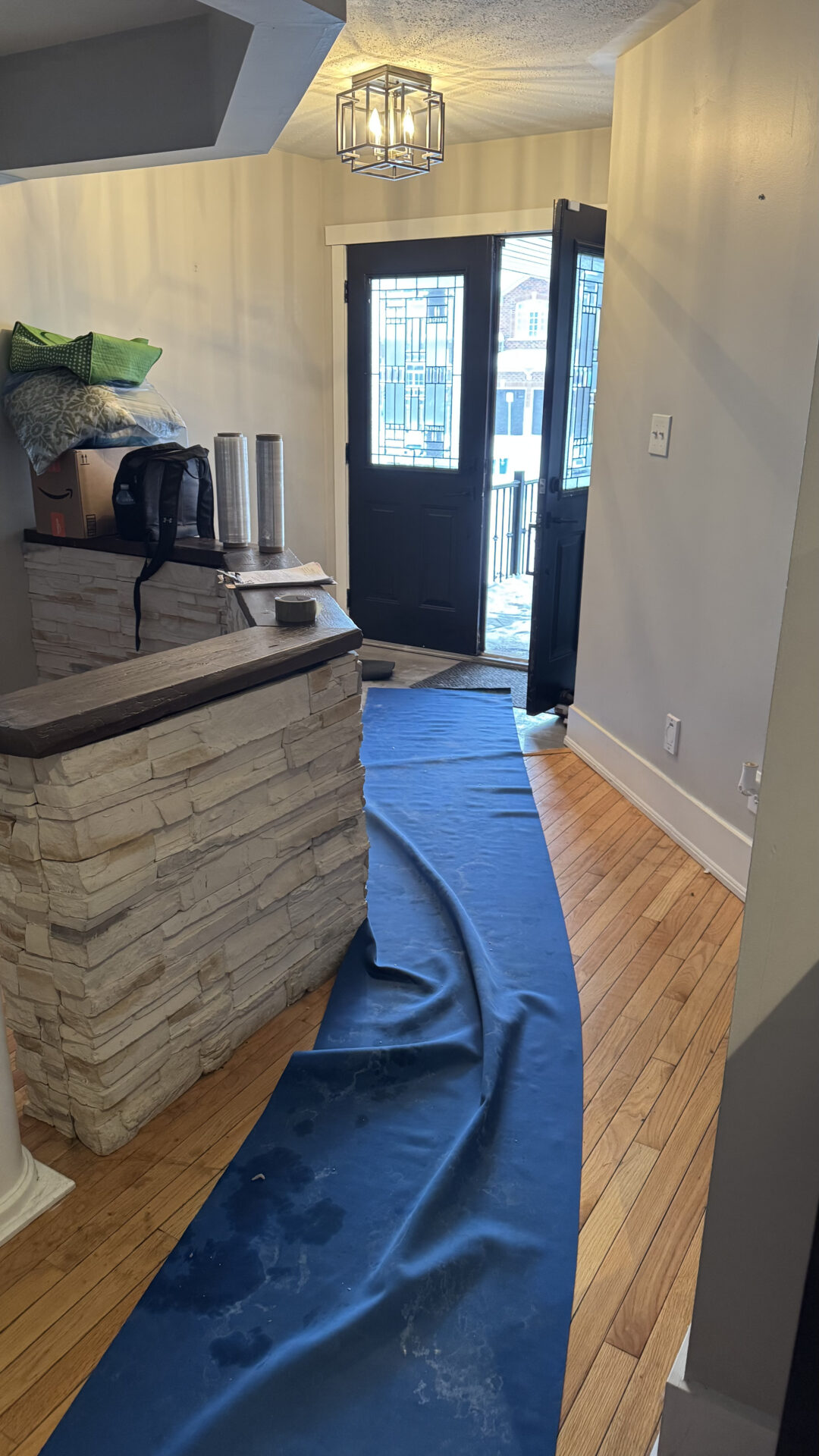 Divider crates containing individually wrapped crystal dessert glasses ready for transport to Parkview West.