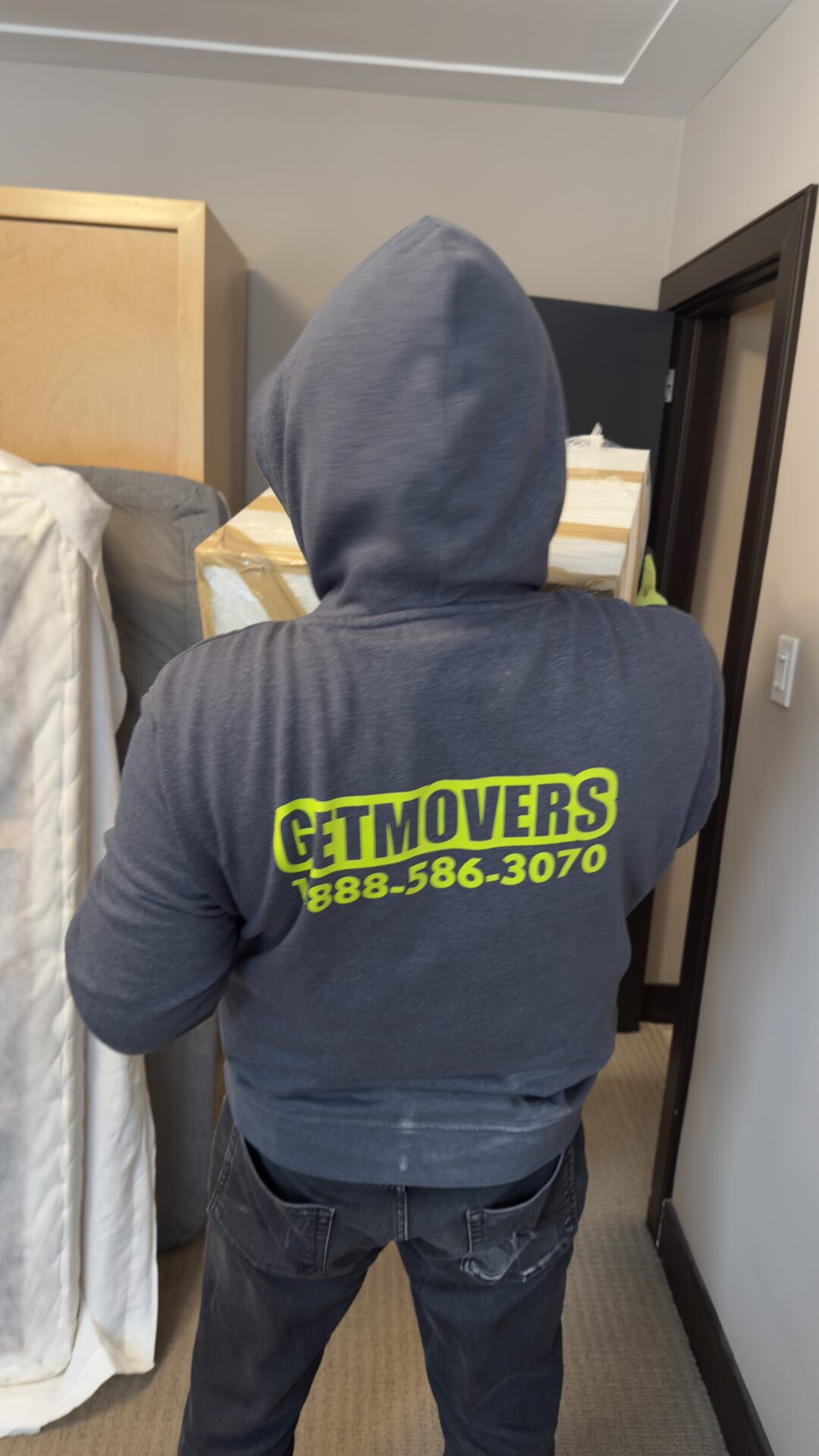 Priority cartons containing fragile crystal staged safely for transport.