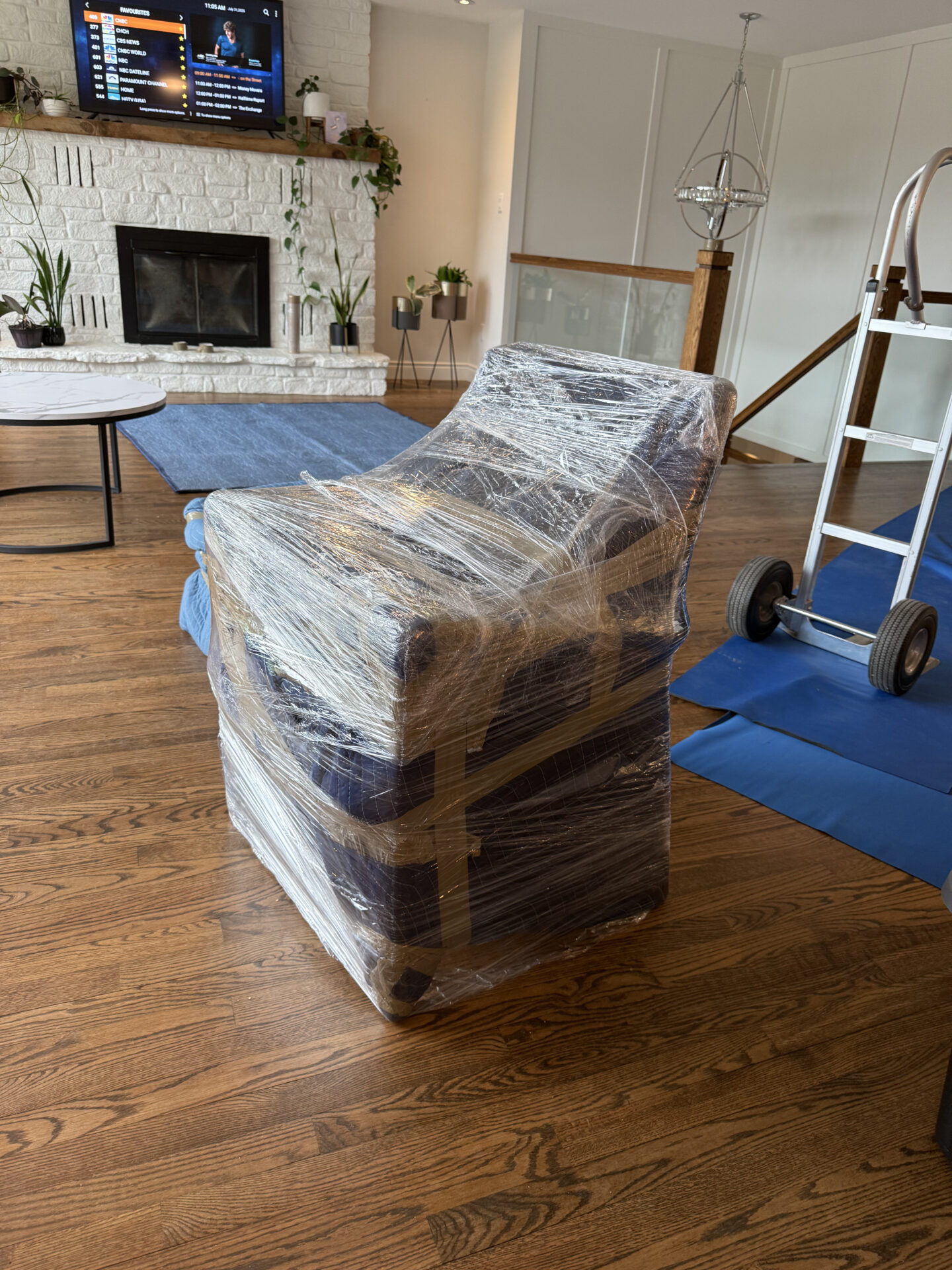 Fragile items carefully packed and secured for transport in Stouffville.