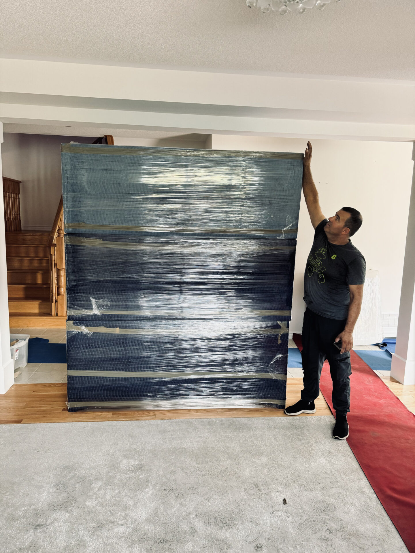 Priority cartons staged efficiently for transport during a Thornhill move.