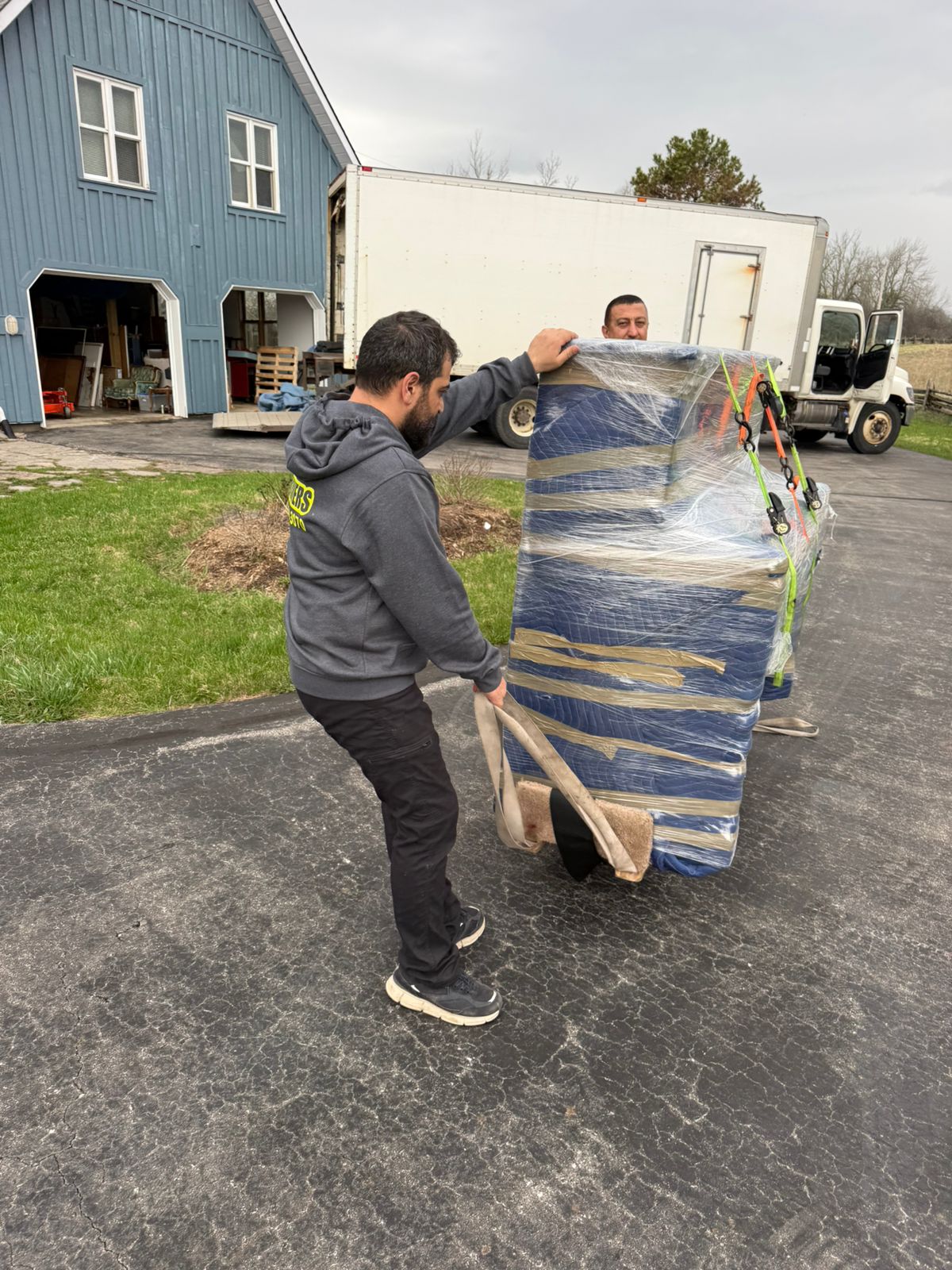 Moving truck staged in Armdale neighborhood