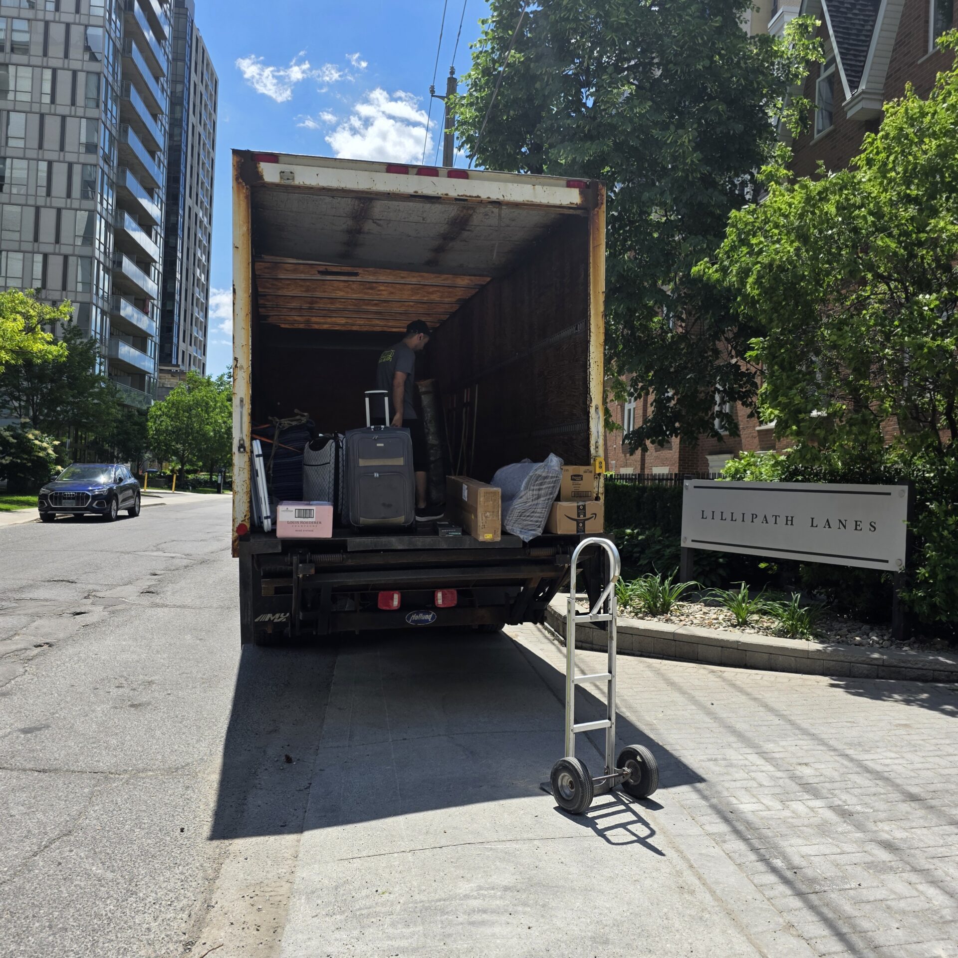 Furniture carefully wrapped and loaded