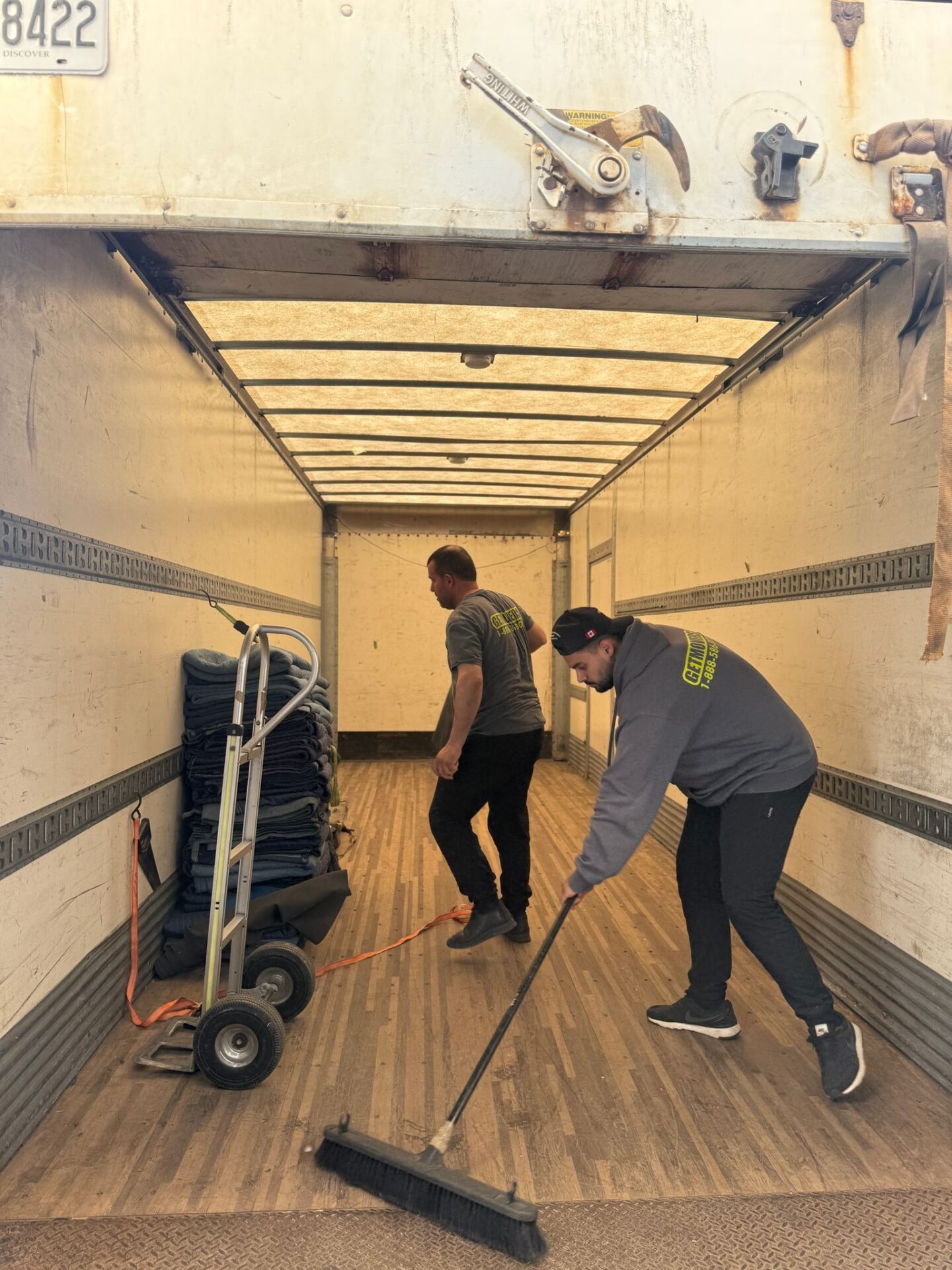 Moving truck parked near an Antrim Crescent high-rise