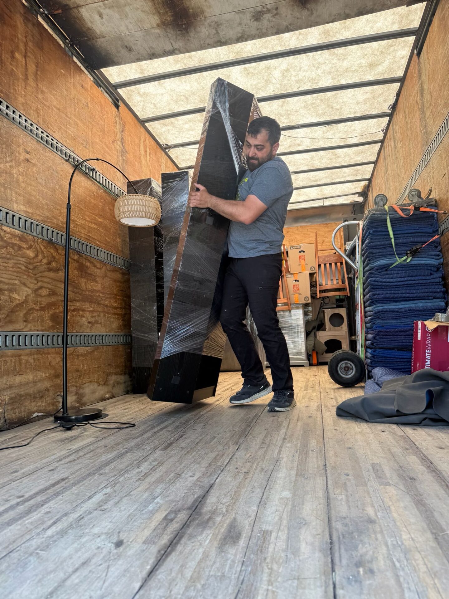 Furniture secured inside the moving truck
