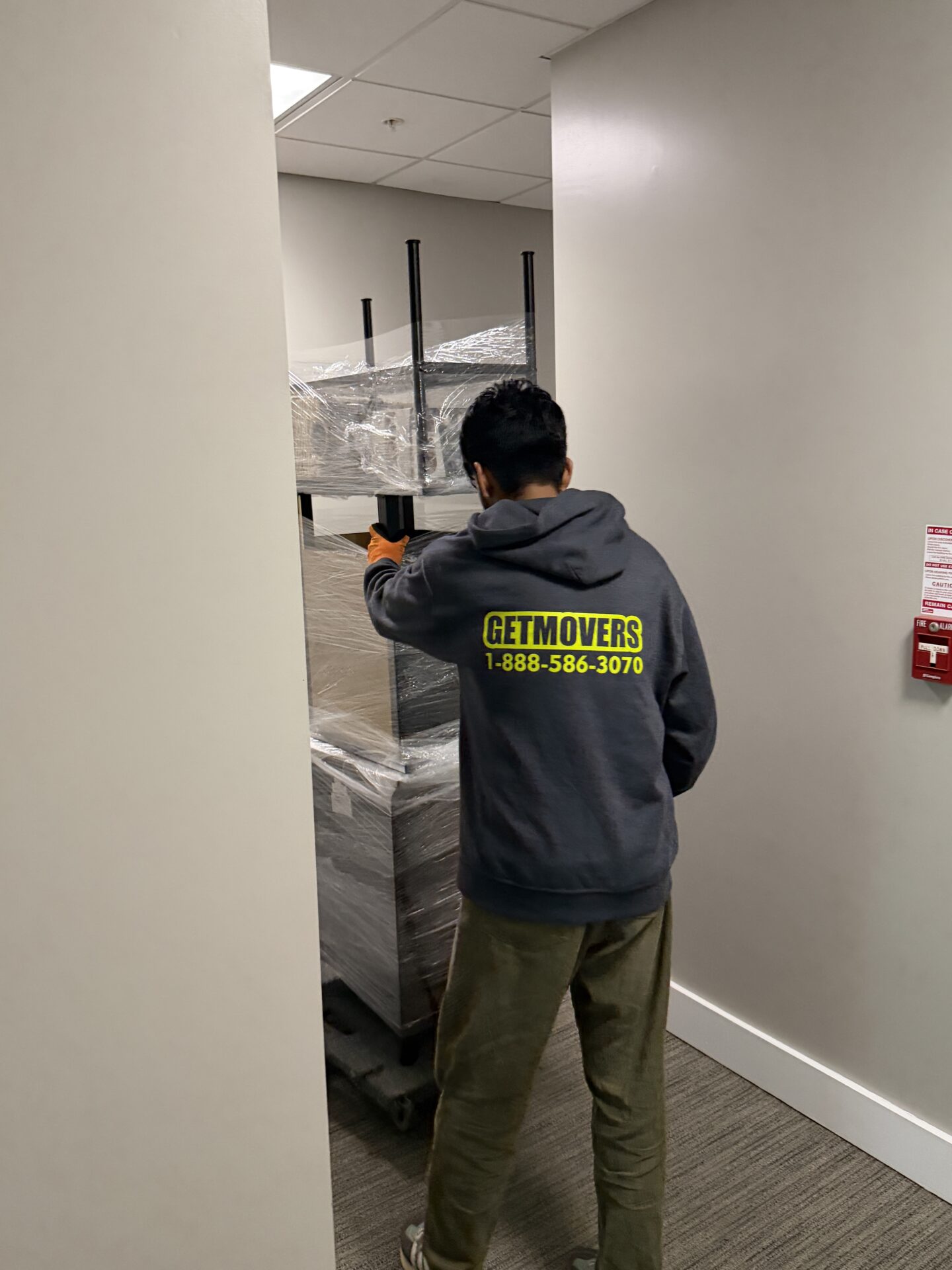 University Area move completed — crew loading from basement suite