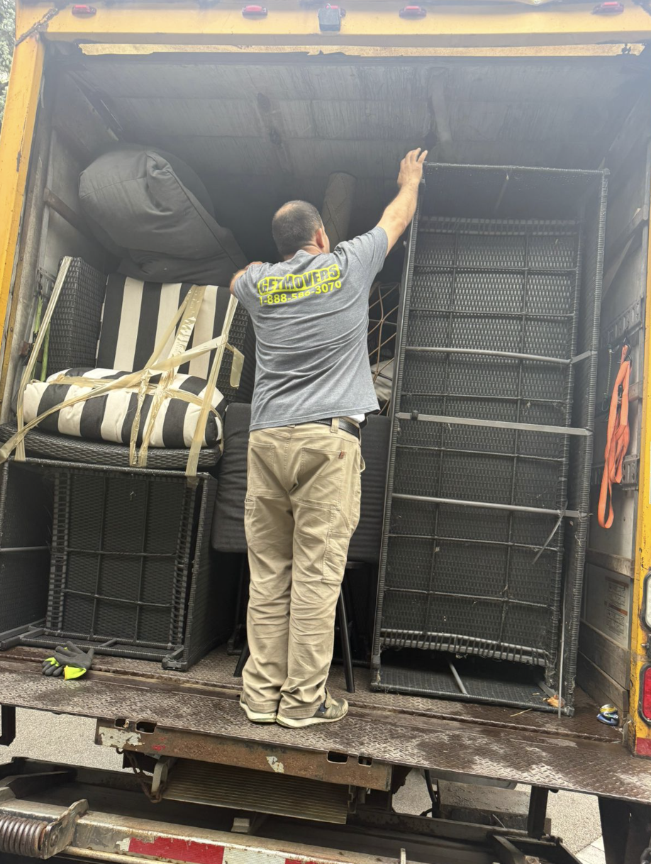 Moving from Church St — truck on residential road