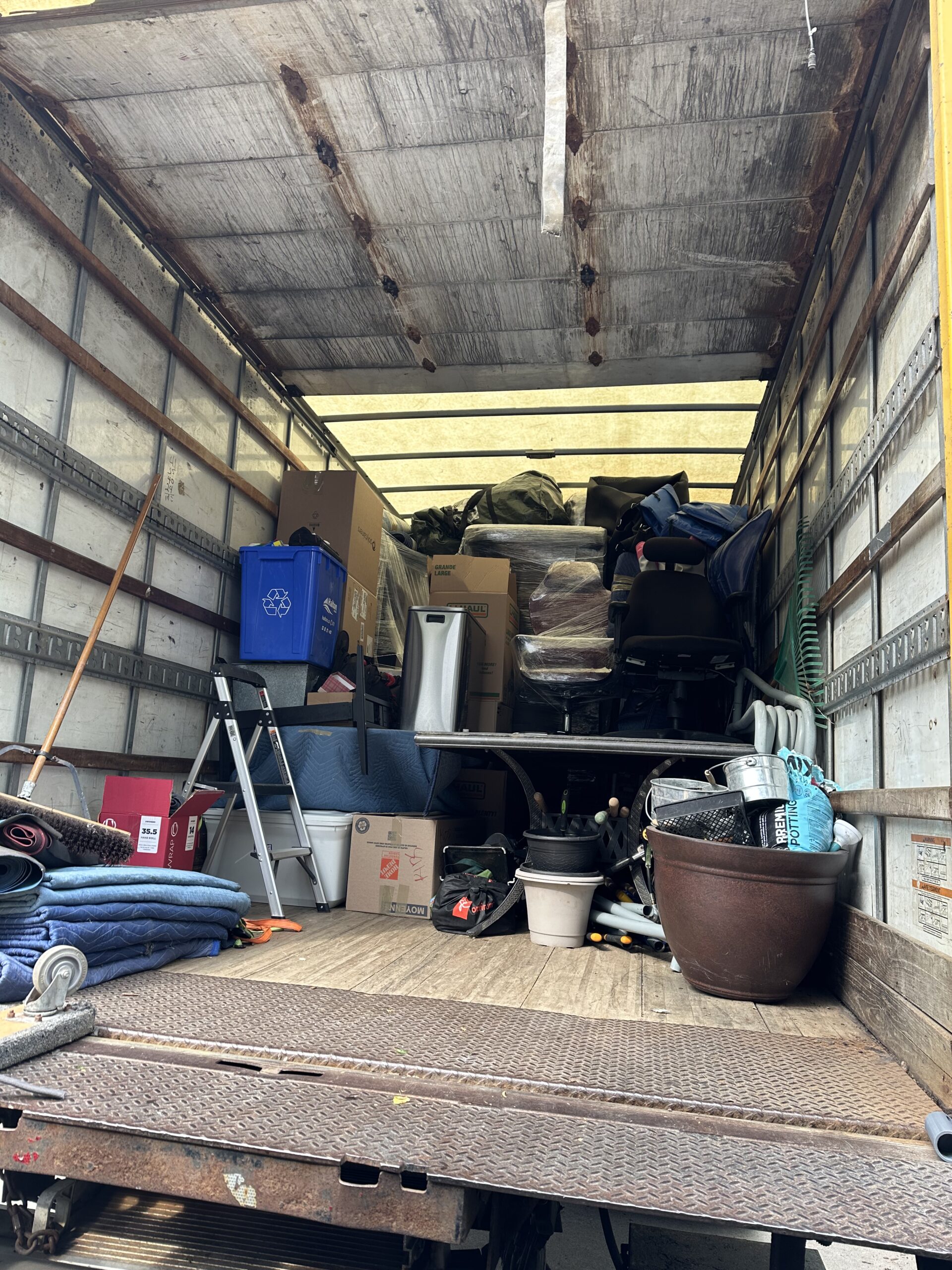 Moving truck parked at business park for commercial relocation